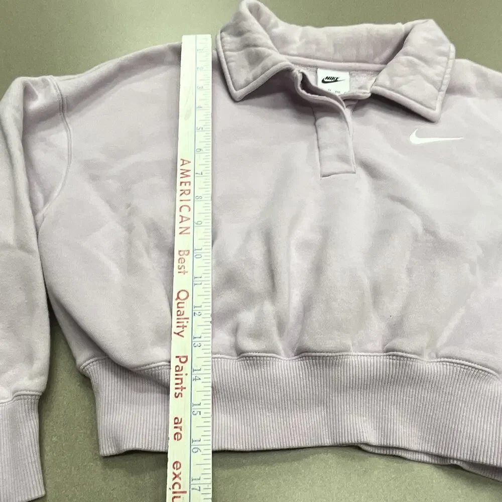 Nike Women's XS Purple Collared Polo Fleece Pullover Crop Sweatshirt Crop Sleeve